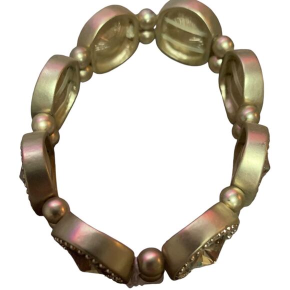 Bernardo Bracelet Gold Bronze Colored Stones Stretch Sparkle Retro NWT - Picture 4 of 4